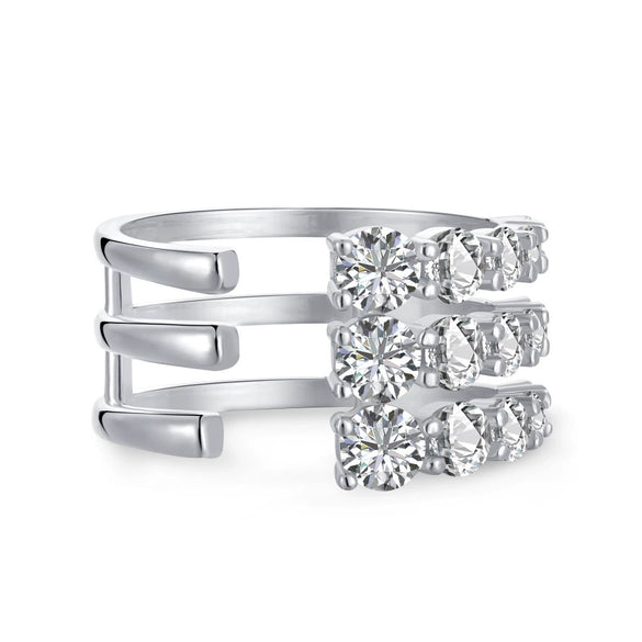 Women's S925 Sterling Silver Snakeshaped Geometric Zircon Inlaid Electroplated Ring