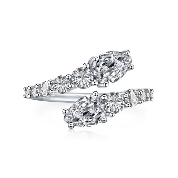 Women's S925 Sterling Silver Snakeshaped Geometric Zircon Inlaid Electroplated Ring