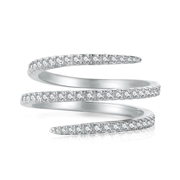 Women's S925 Sterling Silver Snakeshaped Geometric Zircon Inlaid Electroplated Ring
