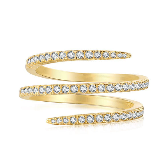 Women's S925 Sterling Silver Snakeshaped Geometric Zircon Inlaid Electroplated Ring
