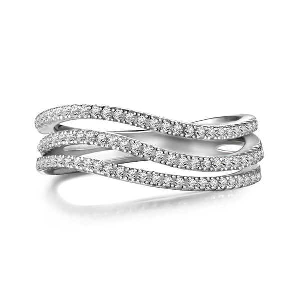 Women's S925 Sterling Silver Snakeshaped Geometric Zircon Inlaid Electroplated Ring