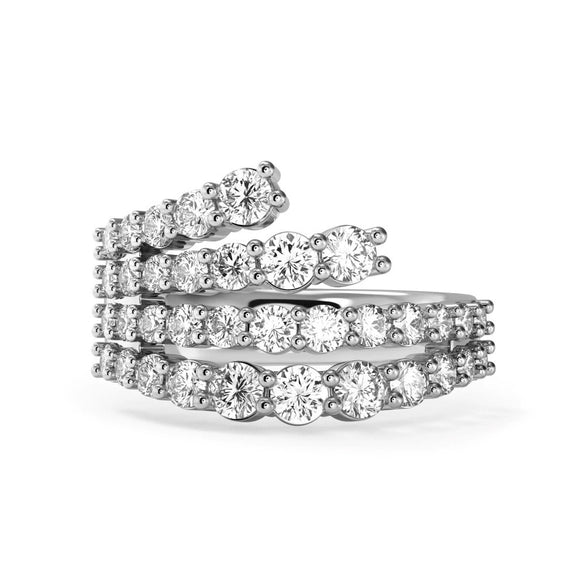 Women's S925 Sterling Silver Snakeshaped Geometric Zircon Inlaid Electroplated Ring
