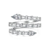 Women's S925 Sterling Silver Snakeshaped Geometric Zircon Inlaid Electroplated Ring