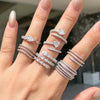 Women's S925 Sterling Silver Snakeshaped Geometric Zircon Inlaid Electroplated Ring