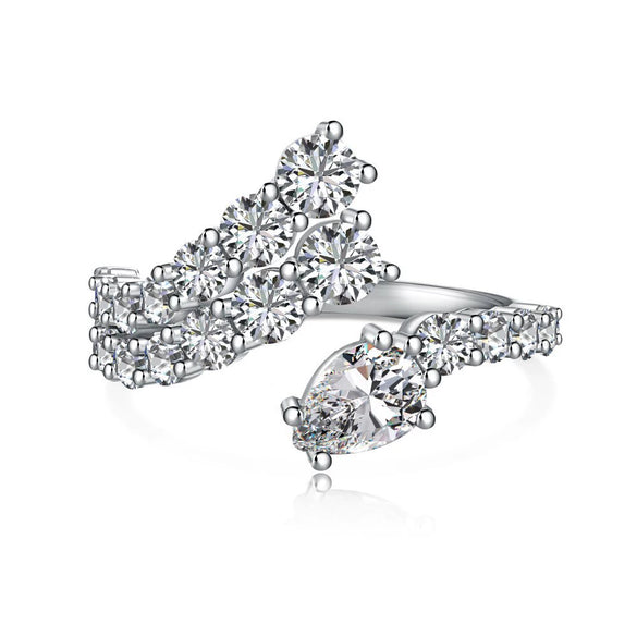 Women's S925 Sterling Silver Snakeshaped Geometric Zircon Inlaid Electroplated Ring