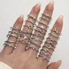Women's S925 Sterling Silver Stacked Tail Ring With Diamond Strip And Electroplating