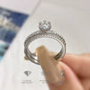 Women's S925 Sterling Silver Stacking Rings With Moissanite And Geometric Pattern Electroplated