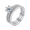 Women's S925 Sterling Silver Stacking Rings With Moissanite And Geometric Pattern Electroplated