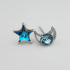 Women's S925 Sterling Silver Star And Moon Earrings With Blue Crystal Inlay Fresh Minimalist Versatile Stud Earrings