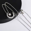 Women's S925 Sterling Silver Star And Moon Necklace With Micro Inlay Full Diamond Pendant Water Wave Clavicle Chain Electroplated Jewelry