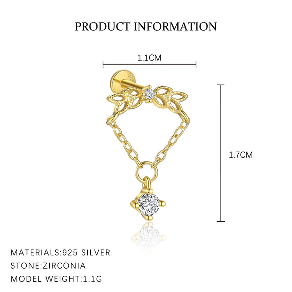 Women's S925 Sterling Silver Star Shape Diamond Zirconia Simple Light Luxury Allmatch Earrings