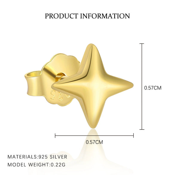 Women's S925 Sterling Silver Star Shape Zircon Earrings