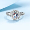 Women's S925 Sterling Silver U Shaped Ring With Platinum Plated Finish And Moissanite Setting
