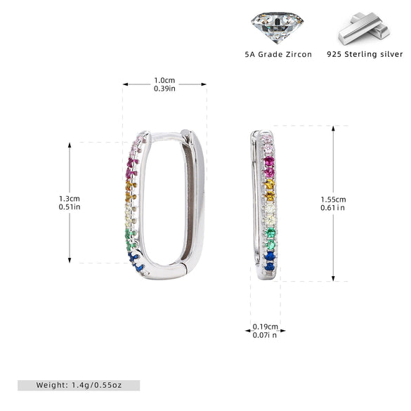 Women's S925 Sterling Silver Ushaped Geometric Inlaid Zircon Earrings