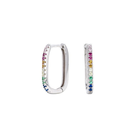 Women's S925 Sterling Silver Ushaped Geometric Inlaid Zircon Earrings