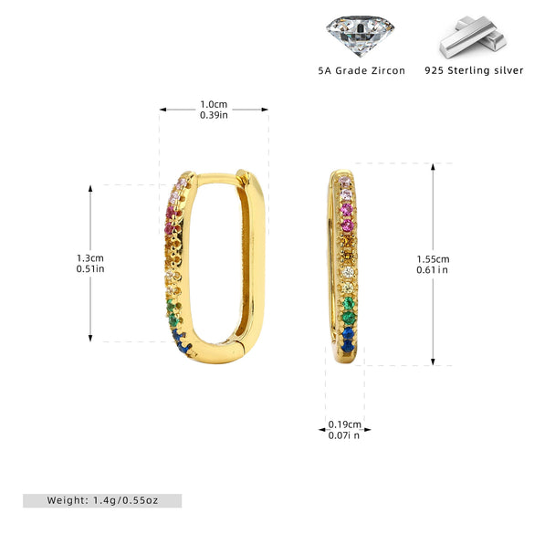 Women's S925 Sterling Silver Ushaped Geometric Inlaid Zircon Earrings
