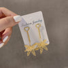 Women's S925 Sterling Silver Vintage Pearl Tassel Long Earrings With Geometric Pattern