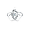 Women's S925 Sterling Silver Water Drop Hollow Geometric Ring Light Luxury Niche Original Design Seiko