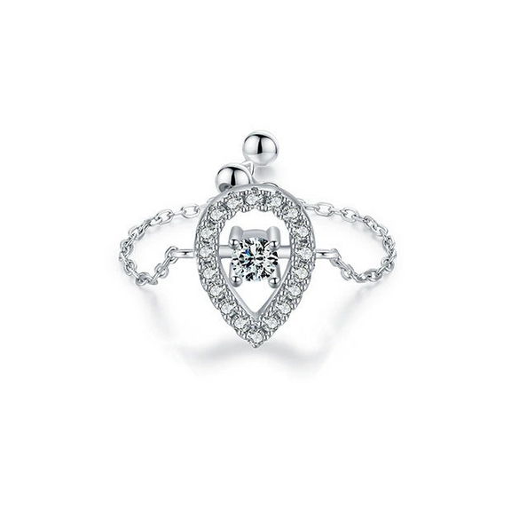 Women's S925 Sterling Silver Water Drop Hollow Geometric Ring Light Luxury Niche Original Design Seiko