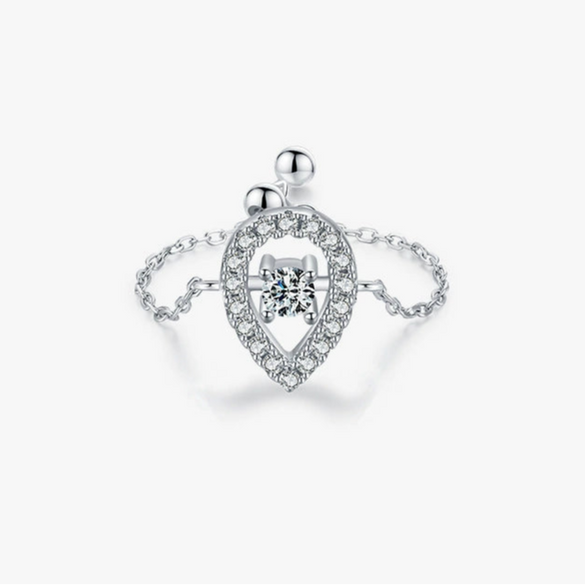 Women's S925 Sterling Silver Water Drop Hollow Geometric Ring Light Luxury Niche Original Design Seiko