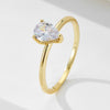 Women's S925 Sterling Silver Water Drop Zircon Ring Simulated Diamond Classic Style Hand Jewelry