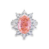 Women's S925 Sterling Silver Yellow Diamond Ring With Geometric Style And Ice Flower Cut