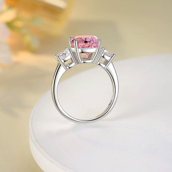 Women's S925 Sterling Silver Yellow Diamond Ring With Ice Flower Cut And Reddish Cut 8A Zircon