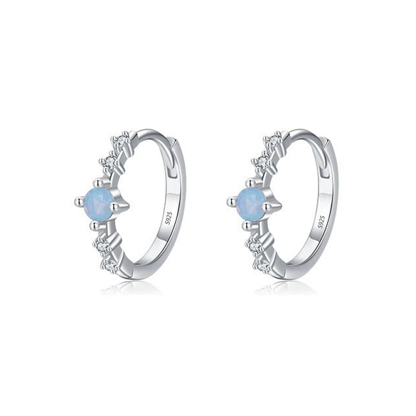 Women's S925 Sterling Silver Zircon Inlaid Geometric Earrings Small Fresh Style