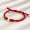 Women's S925 Sterling Silver Zodiac Rat Red Rope Bracelet Handwoven Animal Charm Bracelet With Electroplated Niche Design