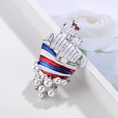 Womens Sailing Oil Drops Alloy Brooches Nhdr138858