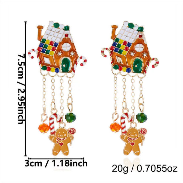 Women's Santa Claus Alloy Drop Earrings With Copper Posts Plated Festive Holiday Jewelry For Christmas Celebrations