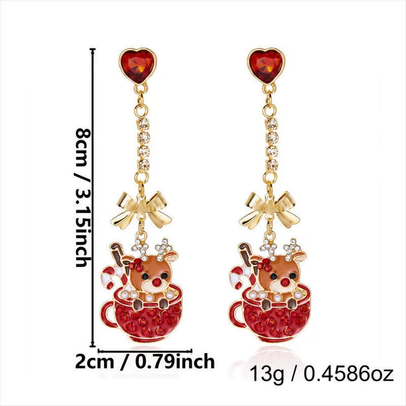 Women's Santa Claus Alloy Drop Earrings With Copper Posts Plated Festive Holiday Jewelry For Christmas Celebrations