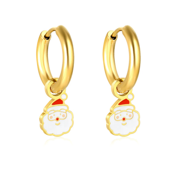 Women's Santa Claus Christmas Earrings In Stainless Steel With Electroplated Finish Cute Simple Festive Design