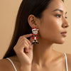 Women's Santa Claus Christmas Tree Drop Earrings With Rhinestone Accents Alloy Electroplated Cartoon Holiday Ear Hooks