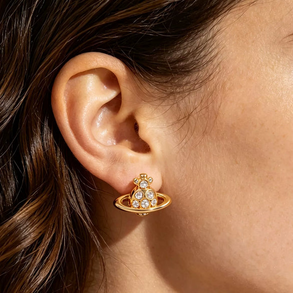 Women's Saturn Planet Drop Earrings With Diamondstudded Electroplated Metal Constellation Design Compact Fashion Punk Style