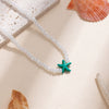 Women's Seaside Casual Handmade Starfish Necklace With Imitation Pearls And Resin Pendant Ball Chain Style