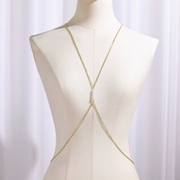 Women's Sexy Sequins Iron Body Chain With Goldplated Artificial Gemstones And Semiprecious Stones And Electroplating Process