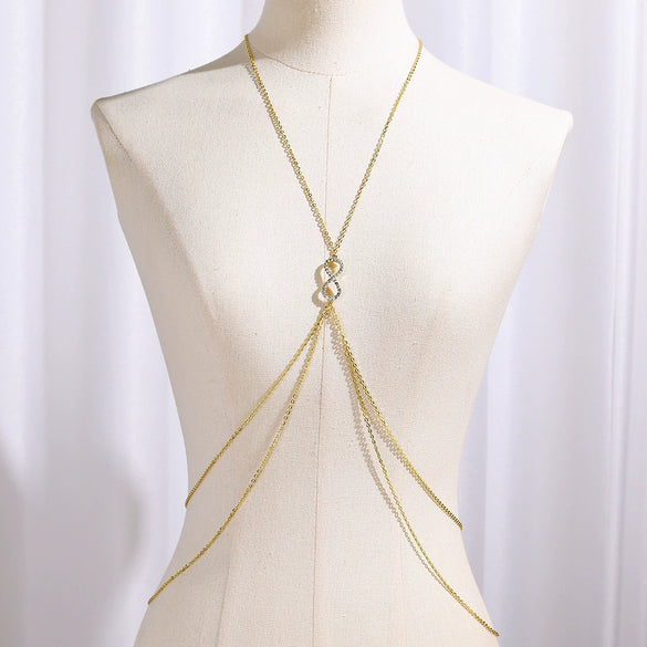 Women's Sexy Sequins Iron Body Chain With Goldplated Artificial Gemstones And Semiprecious Stones And Electroplating Process