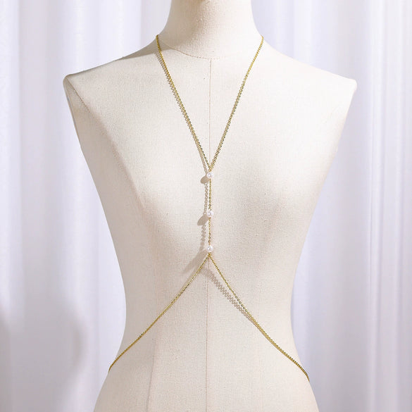 Women's Sexy Sequins Iron Body Chain With Goldplated Artificial Gemstones And Semiprecious Stones And Electroplating Process