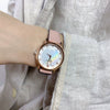 Women's Shell Dial Alloy Case Ordinary Glass Mirror Pointer Watch Retro Leather Leisure Style