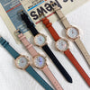 Women's Shell Dial Alloy Case Ordinary Glass Mirror Pointer Watch Retro Leather Leisure Style