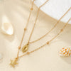 Women's Shell Necklace Zinc Alloy Star Shape Pendant Double Layer Stacked Electroplating Imitation Pearl Minimalist Design