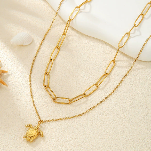 Women's Shell Necklace Zinc Alloy Star Shape Pendant Double Layer Stacked Electroplating Imitation Pearl Minimalist Design