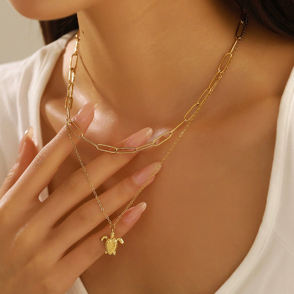 Women's Shell Necklace Zinc Alloy Star Shape Pendant Double Layer Stacked Electroplating Imitation Pearl Minimalist Design