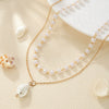 Women's Shell Necklace Zinc Alloy Star Shape Pendant Double Layer Stacked Electroplating Imitation Pearl Minimalist Design