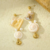 Women's Shell Pearl Tassel Stainless Steel 18K Electroplated Earrings