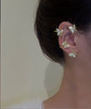 Women's Shining Butterfly Ear Clip Earrings With Gold Plated Artificial Gemstones Electroplated Metal Fairy Style Statement Jewelry