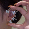 Women's Shining Butterfly Ear Clip Earrings With Gold Plated Artificial Gemstones Electroplated Metal Fairy Style Statement Jewelry