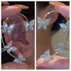 Women's Shining Butterfly Ear Clip Earrings With Gold Plated Artificial Gemstones Electroplated Metal Fairy Style Statement Jewelry