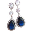 Women's Shiny Crystal Sapphire Alloy Earrings Minimalist Geometric Electroplated